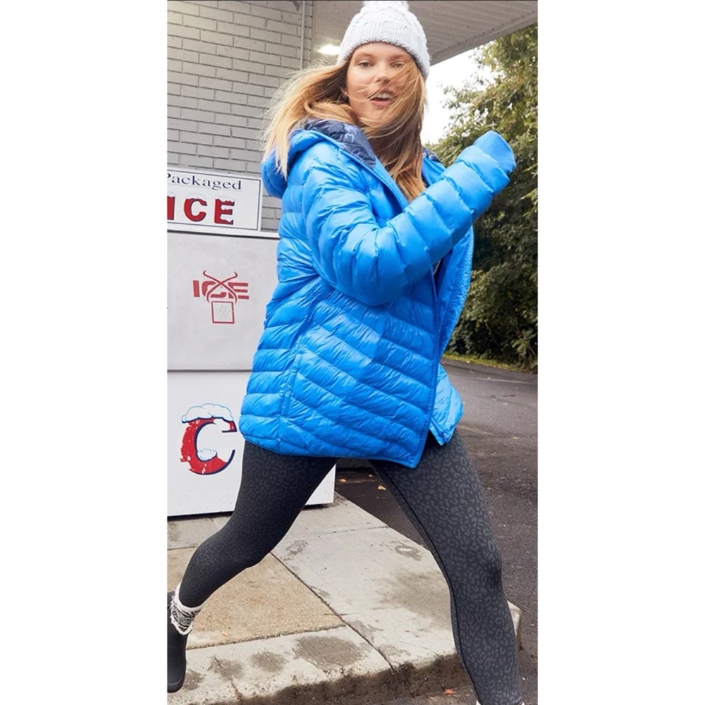 Aerie Offline Cobalt Blue Hooded Puffer Jacket Size Small